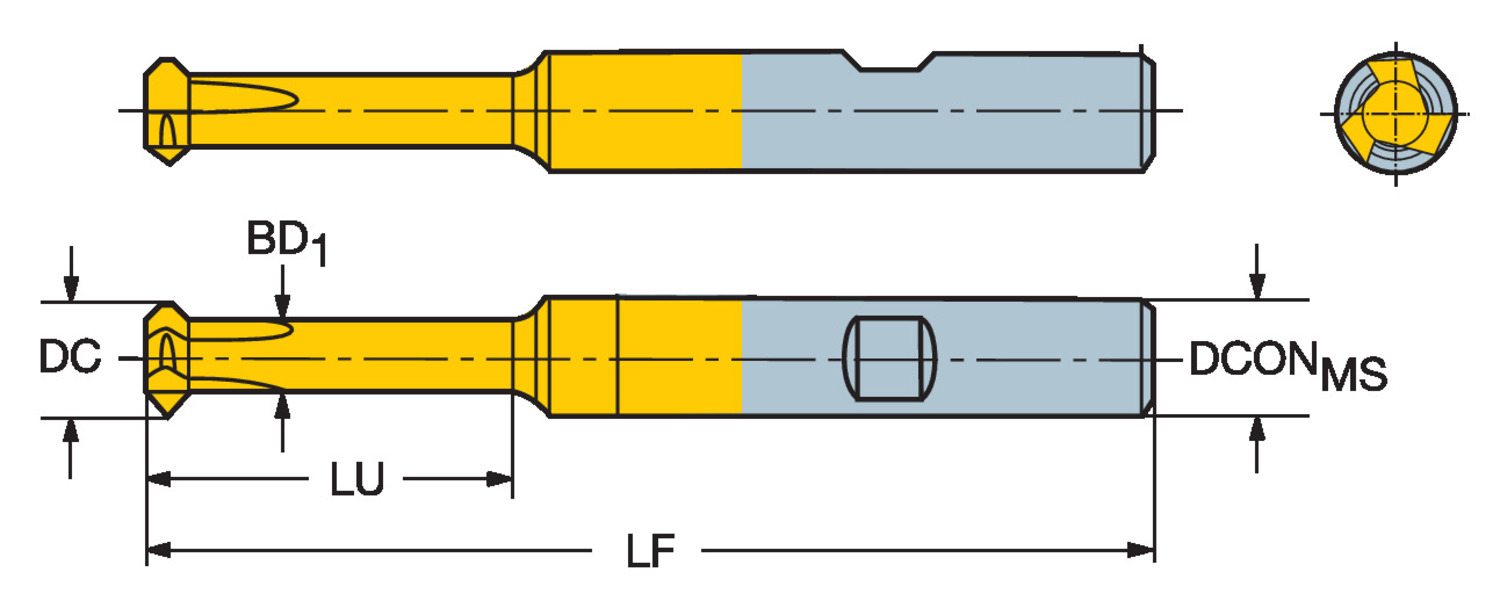 CoroMill® 326, węglikowe frezy trzpieniowe do fazowania A326R06-M2502006-CH 1025