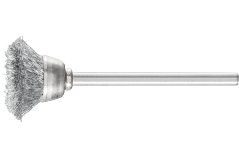 Miniaturowa szczotka garnkowa TBU Ø18 mm trzpień Ø3 mm drut stalowy Ø0,10