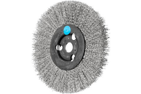 Szczotka tarczowa wąska niepleciona RBU Ø125 × 12 × 14 mm otwór, drut ze stali nierdzewnej Ø0,30