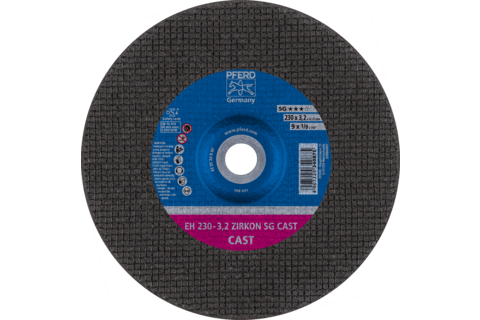 Ściernica tarczowa do cięcia EH 230 × 3,2 × 22,23 mm odgięta ZIRKON linia wydajna SG CAST do żeliwa