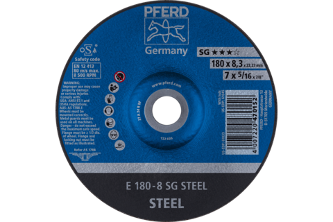 Ściernica tarczowa do zdzierania E 180 × 8,3 × 22,23 mm linia wydajna SG STEEL do stali