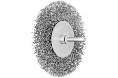 Szczotka tarczowa niepleciona RBU Ø100 × 15 mm trzpień Ø6 mm drut stalowy Ø0,20