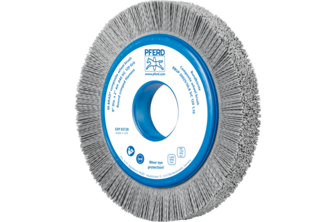Szczotka kompozytowa tarczowe RBUP Ø200 × 25 × 50,8 mm włókno SiC do otworu Ø1,10 mm, ziarno 120, stacjonarne
