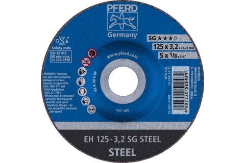 Ściernica tarczowa do cięcia EH 125 × 3,2 × 22,23 mm odgięta linia wydajna SG STEEL do stali