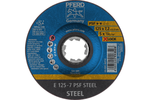 Ściernica tarczowa do zdzierania E 125 × 7,2 mm X-LOCK linia uniwersalna PSF STEEL do stali