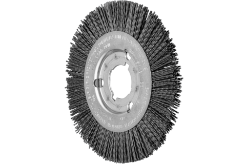 Szczotka tarczowa wąska niepleciona RBU Ø150 × 16xvariable otwór, włókno ceramiczne Ø1,10 mm ziarno 120