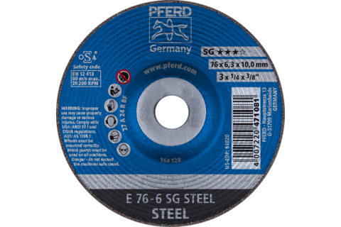 Ściernica tarczowa do zdzierania E 76 × 6,3 × 10 mm linia wydajna SG STEEL do stali