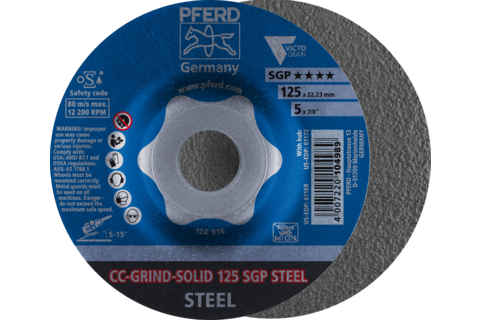 Ściernica tarczowa CC-GRIND-SOLID 125 × 22,23 mm COARSE linia specjalna SGP STEEL do stali