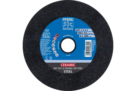 Ściernica tarczowa do cięcia EHT 150 × 1,6 × 22,23 mm prosta CERAMIC linia specjalna SGP STEEL do stali