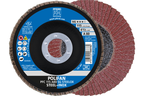 Ściernica listkowa POLIFAN PFC 115 × 22,23 mm stożkowa A80 SG STEELOX stal/stal nierdzewna