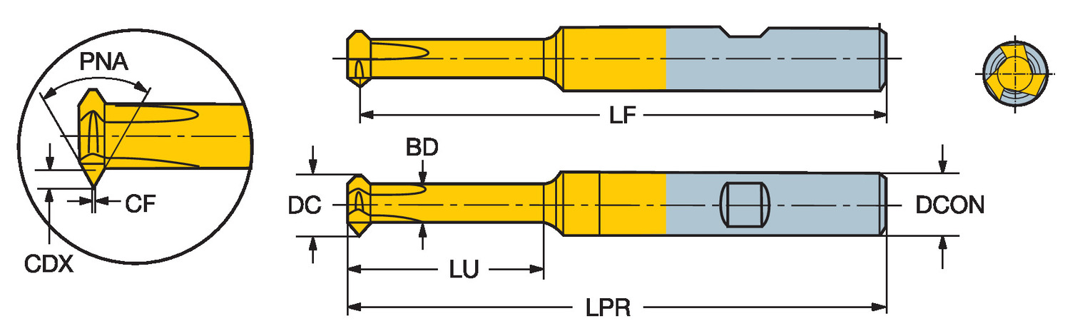 CoroMill® 326, węglikowe frezy trzpieniowe do gwintów A326R08-M25050VM-TH 1025