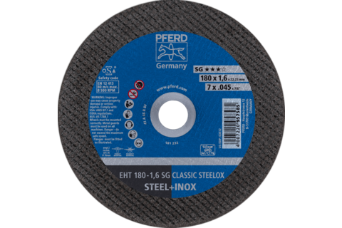 Ściernica tarczowa do cięcia EHT 180 × 1,6 × 22,23 mm prosta linia wydajna SG CLASSIC STEELOX do stali/stali szlachetnej