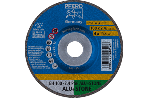 Ściernica tarczowa do cięcia EH 100 × 2,4 × 16 mm odgięta linia uniwersalna PSF ALU+STONE do aluminium/metali nieżelaznych/kamie