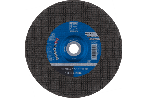 Ściernica tarczowa do cięcia EH 230 × 2,5 × 22,23 mm odgięta linia wydajna SG STEELOX do stali/stali szlachetnej