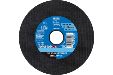 Ściernica tarczowa do cięcia EHT 125 × 1,0 × 22,23 mm prosta linia specjalna SGP STEELOX do stali/stali szlachetnej