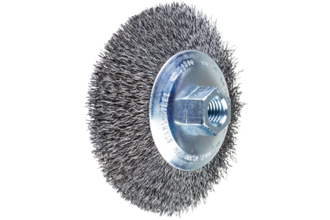 Szczotka stożkowa niepleciona KBU Ø115 × 10 mm M14 drut stalowy Ø0,35 mm do szlifierki kątowej