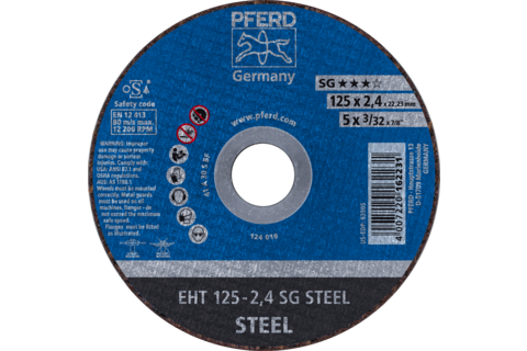 Ściernica tarczowa do cięcia EHT 125 × 2,4 × 22,23 mm prosta linia wydajna SG STEEL do stali