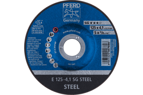 Ściernica tarczowa do zdzierania E 125 × 4,1 × 22,23 mm linia wydajna SG STEEL do stali