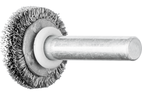 Szczotka tarczowa niepleciona RBU Ø20 × 4 mm trzpień Ø6 mm drut stalowy Ø0,20