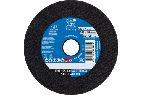 Ściernica tarczowa do cięcia EHT 105 × 1,0 × 16,0 mm prosta linia wydajna SG STEELOX do stali/stali szlachetnej