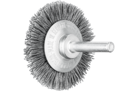 Szczotka tarczowa niepleciona RBU Ø50 × 4 mm trzpień Ø6 mm włókno SiC Ø0,55 mm ziarno 120