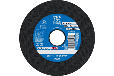 Ściernica tarczowa do cięcia EHT 115 × 1,0 × 22,23 mm prosta linia wydajna SG INOX do stali szlachetnej