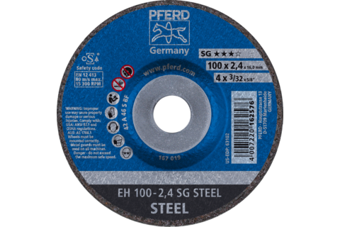 Ściernica tarczowa do cięcia EH 100 × 2,4 × 16 mm odgięta linia wydajna SG STEEL do stali