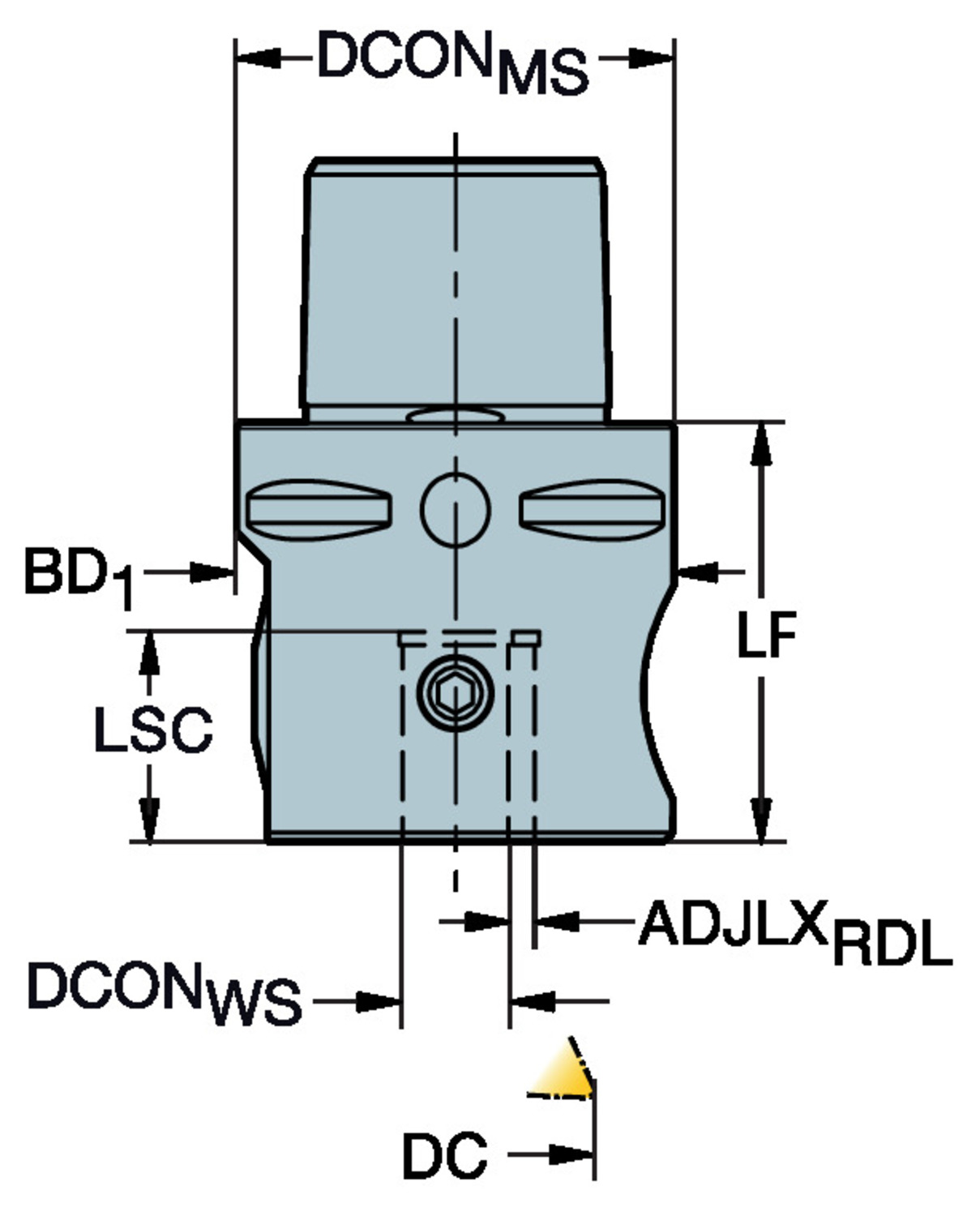 Adapter ze złącza Coromant Capto® na złącze do wykończeniowych głowic wytaczarskich C5-391.37A-20 085A