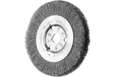 Szczotka tarczowa wąska niepleciona RBU Ø100 × 12 × 14 mm otwór, drut stalowy Ø0,15