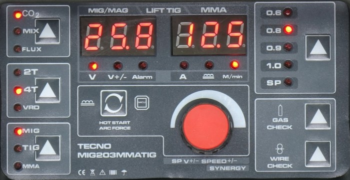 Półautomat spawalniczy TECNO MIG 203 MIG/TIG/MMA SYNERGIC VRD + TIG ACX