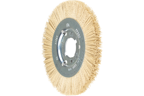 Szczotka tarczowa wąska niepleciona RBU Ø150 × 12 × 31,75 mm otwór, włókno diamentowe Ø0,35 mm ziarno 600