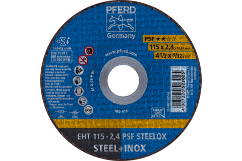 Ściernica tarczowa do cięcia EHT 115 × 2,4 × 22,23 mm prosta linia uniwersalna PSF STEELOX do stali/stali szlachetnej