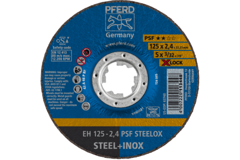 Ściernica tarczowa do cięcia EH 125 × 2,4 mm X-LOCK odgięta linia uniwersalna PSF STEELOX do stali/stali szlachetnej