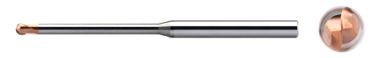 Frez kulowy VHM BN 45 A76 TiSiN Z2 ⌀1.5x1.2x50 R0.75