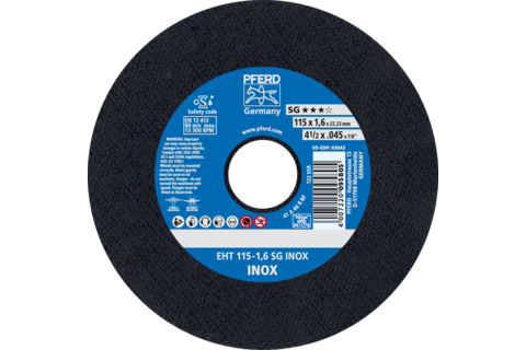 Ściernica tarczowa do cięcia EHT 115 × 1,6 × 22,23 mm prosta linia wydajna SG INOX do stali szlachetnej