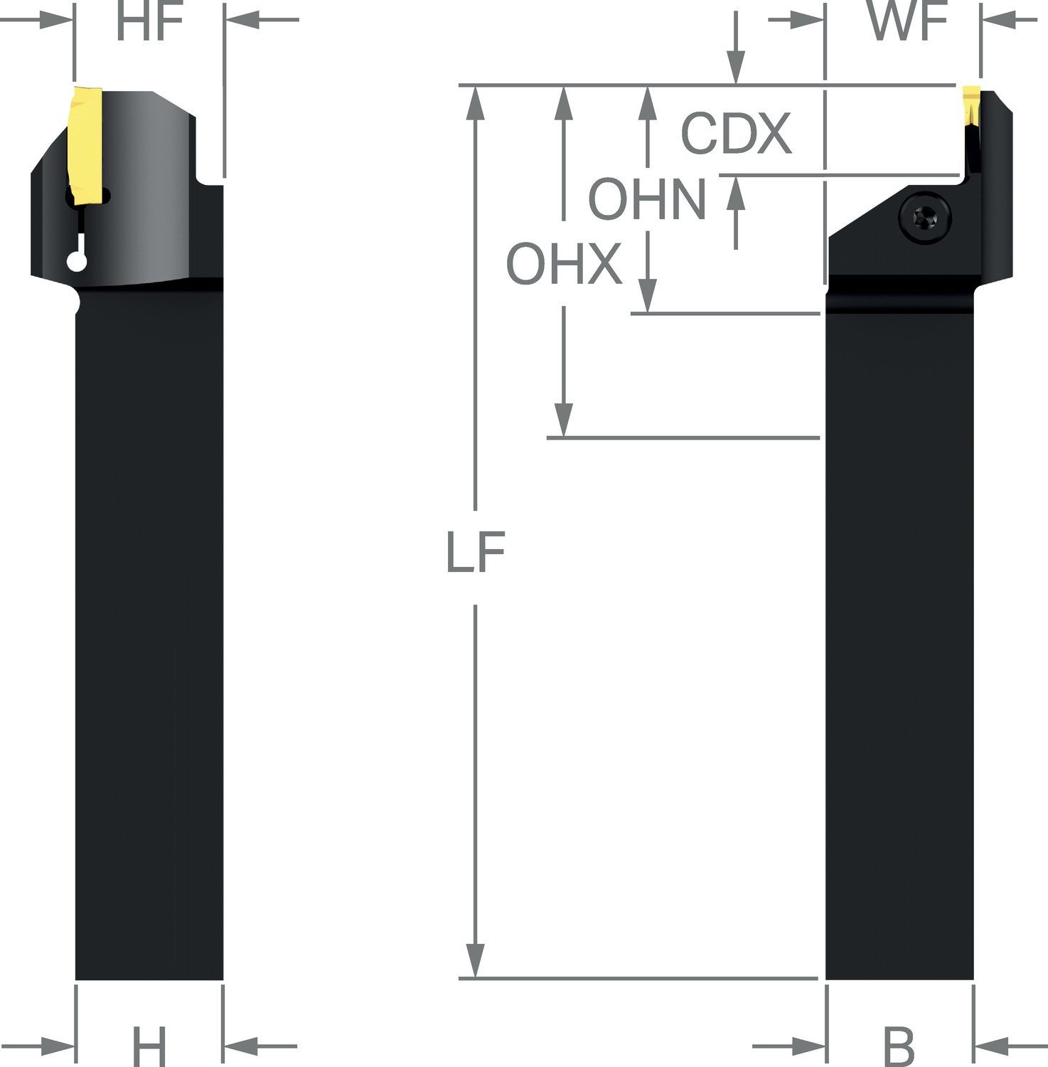 CoroCut® 2, nóż tokarski do rowków czołowych C2A-RS20-LFG15B-054DB