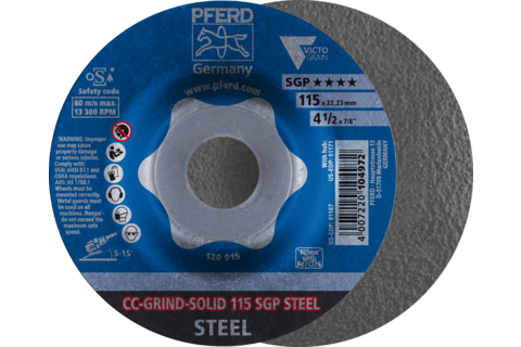 Ściernica tarczowa CC-GRIND-SOLID 115 × 22,23 mm COARSE linia specjalna SGP STEEL do stali