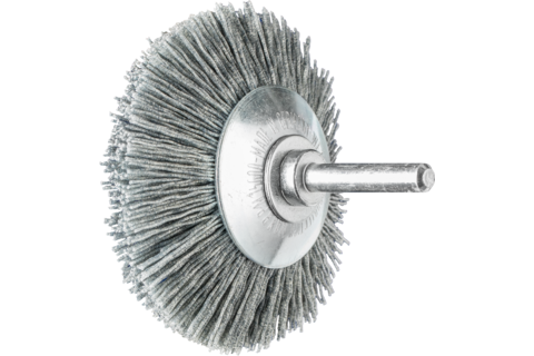 Szczotka stożkowa niepleciona KBU Ø70 × 10 mm trzpień Ø6 mm włókno SiC Ø0,55 mm ziarno 120