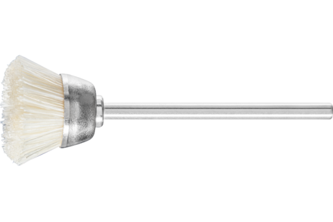 Miniaturowa szczotka garnkowa TBU Ø18 mm trzpień Ø2,34 mm biała szczecina