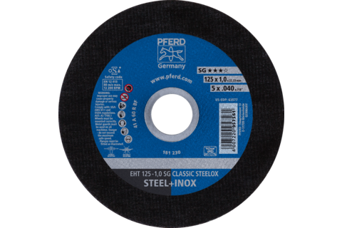 Ściernica tarczowa do cięcia EHT 125 × 1,0 × 22,23 mm prosta linia wydajna SG CLASSIC STEELOX do stali/stali szlachetnej