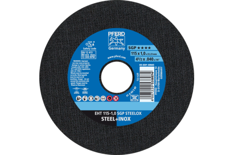 Ściernica tarczowa do cięcia EHT 115 × 1,0 × 22,23 mm prosta linia specjalna SGP STEELOX do stali/stali szlachetnej