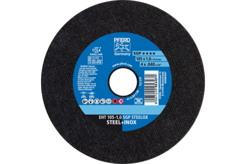 Ściernica tarczowa do cięcia EHT 105 × 1,0 × 16 mm prosta linia specjalna SGP STEELOX do stali/stali szlachetnej