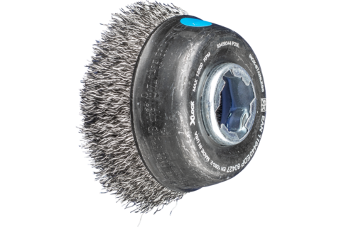 Szczotka garnkowa niepleciona TBU Ø75, otwór 22,2 mm/X-LOCK drut ze stali szlachetnej Ø0,30 do szlifierki kątowej