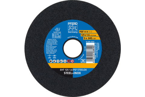 Ściernica tarczowa do cięcia EHT 125 × 1,6 × 22,23 mm prosta linia uniwersalna PSF STEELOX do stali/stali szlachetnej