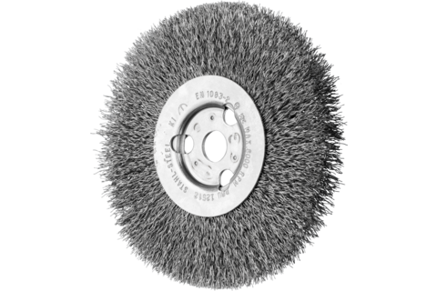 Szczotka tarczowa wąska niepleciona RBU Ø125 × 12 × 14 mm otwór, drut stalowy Ø0,30
