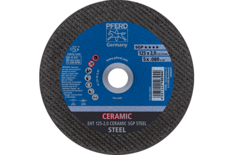 Ściernica tarczowa do cięcia EHT 125 × 2,0 × 22,23 mm prosta CERAMIC linia specjalna SGP STEEL do stali