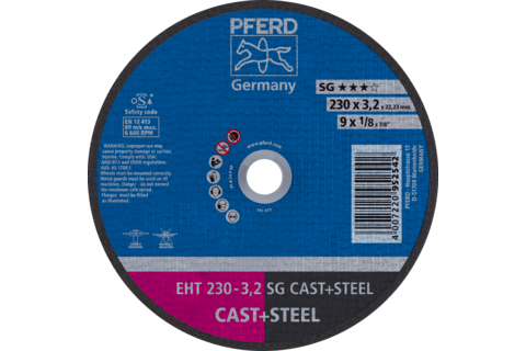 Ściernica tarczowa do cięcia EHT 230 × 3,2 × 22,23 mm prosta linia wydajna SG CAST+STEEL do żeliwa/stali