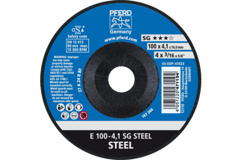 Ściernica tarczowa do zdzierania E 100 × 4,1 × 16 mm linia wydajna SG STEEL do stali