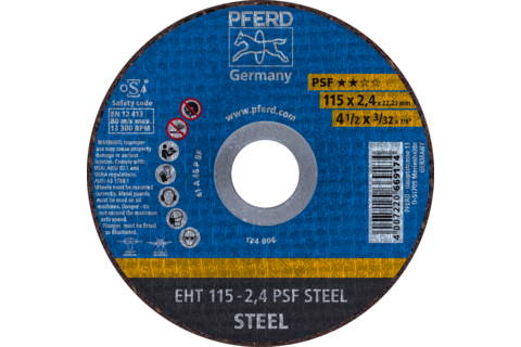 Ściernica tarczowa do cięcia EHT 115 × 2,4 × 22,23 mm prosta linia uniwersalna PSF STEEL do stali