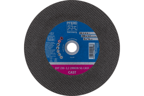 Ściernica tarczowa do cięcia EHT 230 × 3,2 × 22,23 mm prosta ZIRKON linia wydajna SG CAST do żeliwa